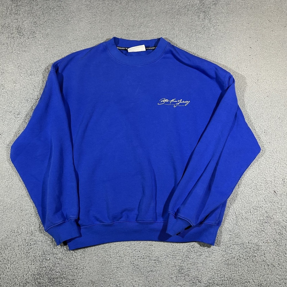 Vanquish Fitness Sweatshirt Men's Large Blue Crewneck Sweater Pullover #3706